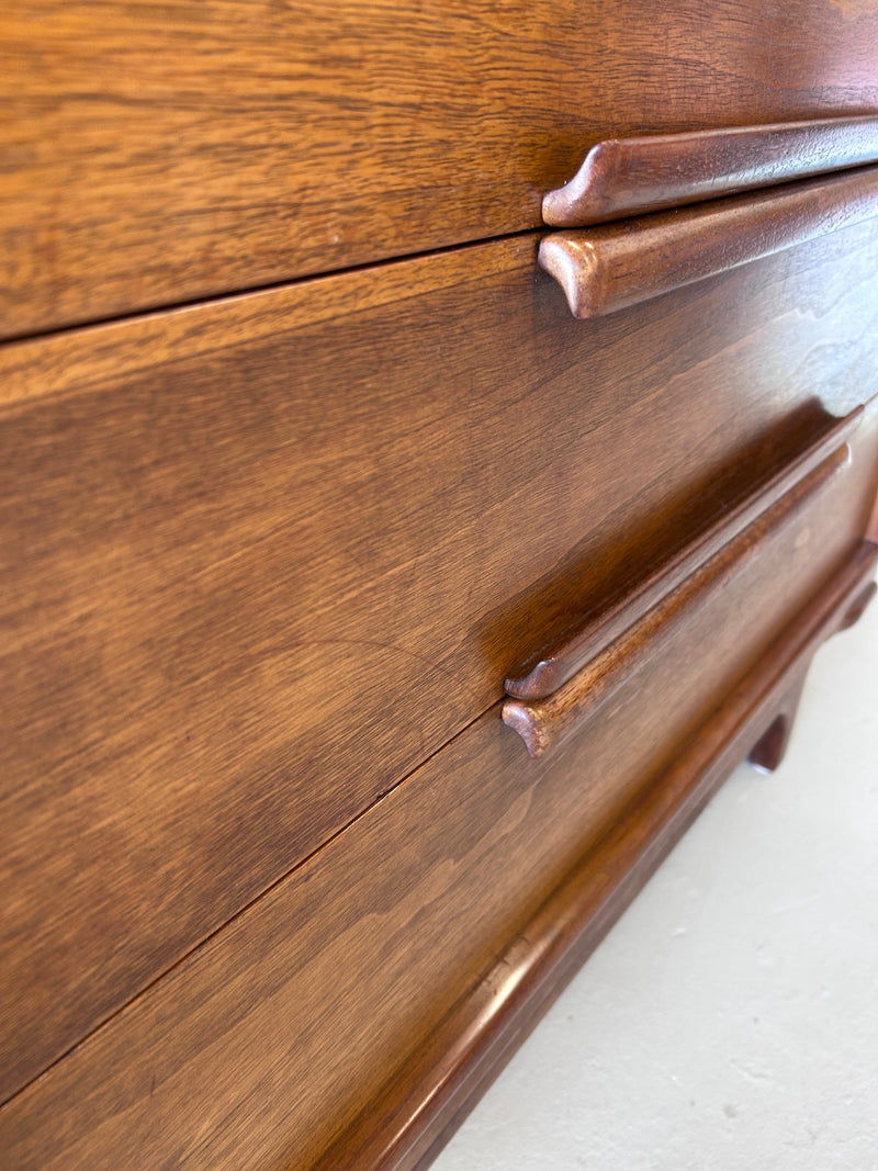 Mid Century Sculptural Walnut Highboy Chest