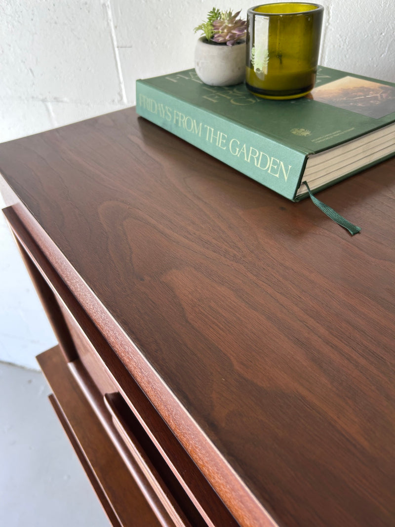 Mid Century Sculptural Walnut Highboy Chest