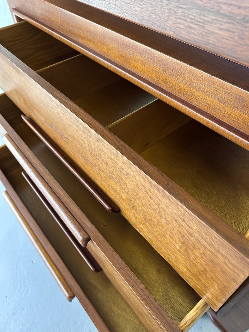 Mid Century Sculptural Walnut Highboy Chest