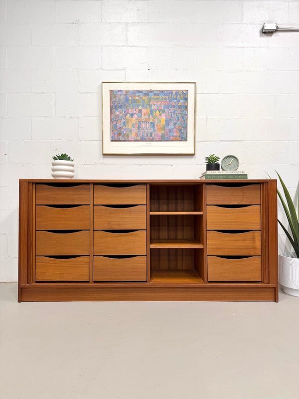 Danish Modern Teak Tambour Door Dresser