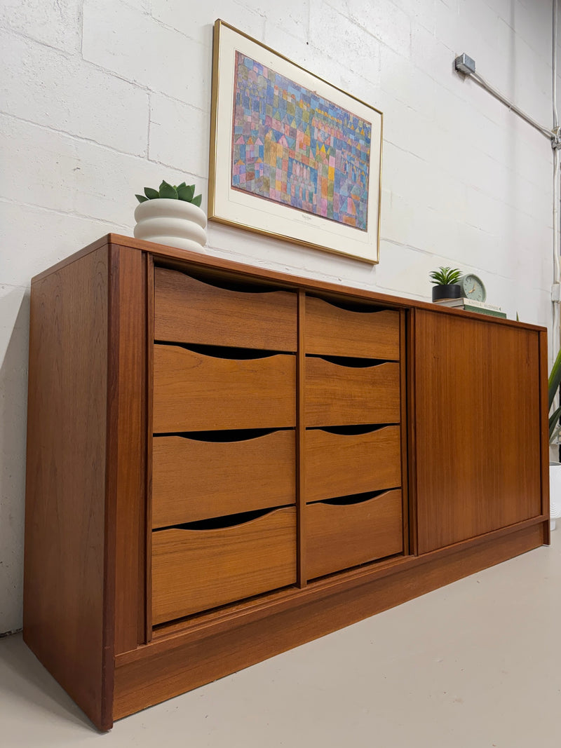 Danish Modern Teak Tambour Door Dresser