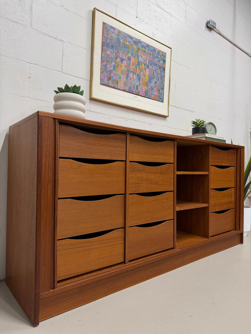Danish Modern Teak Tambour Door Dresser