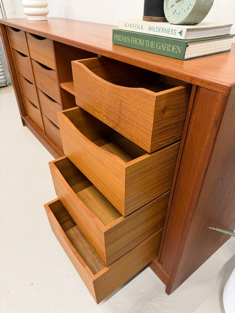 Danish Modern Teak Tambour Door Dresser