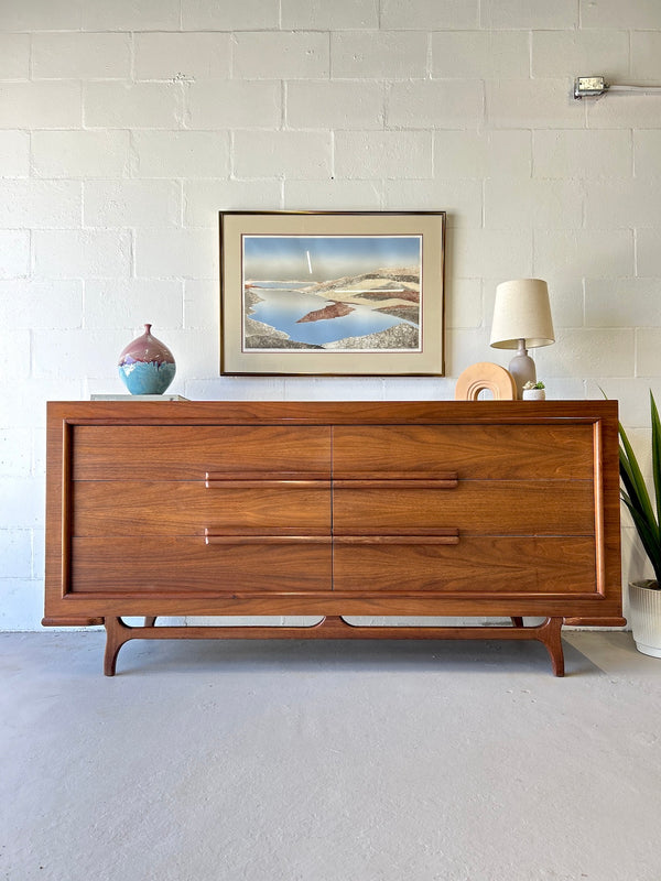 Mid Century Walnut Lowboy Dresser by Vanleigh