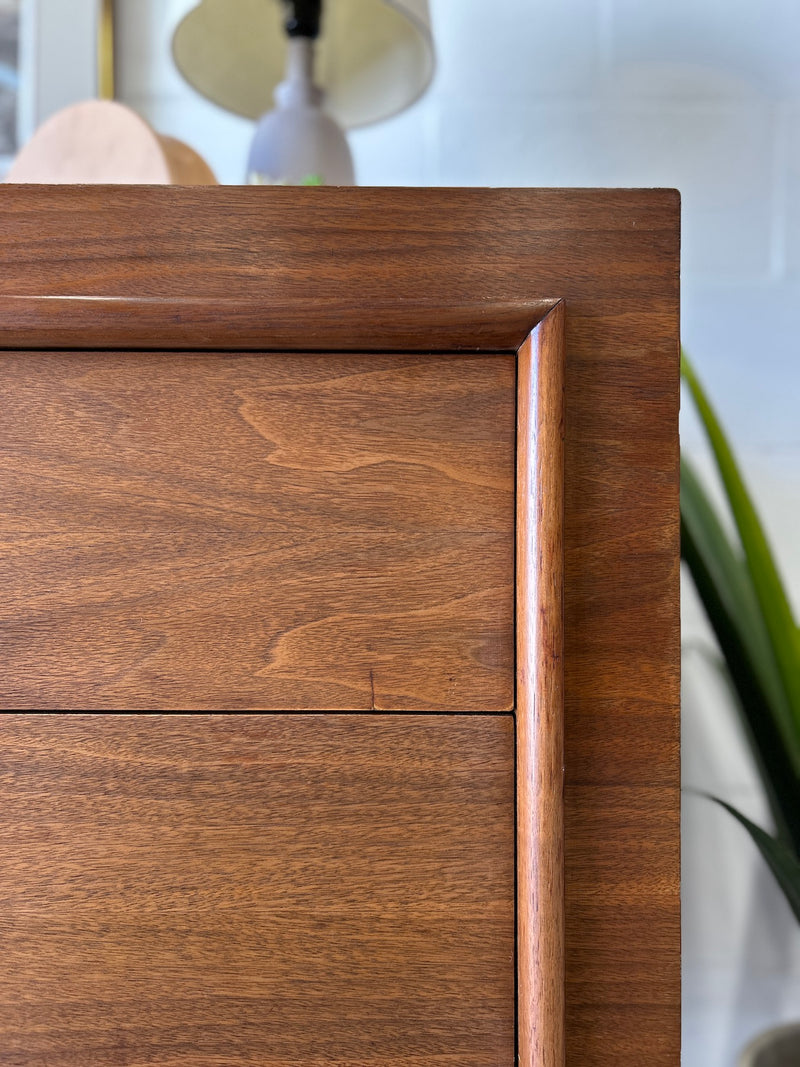 Mid Century Walnut Lowboy Dresser by Vanleigh