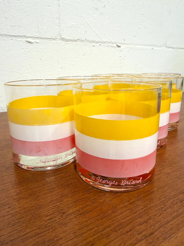 Vintage Georges Briard 'Cabana' Striped Lowball Glasses (Set of 8)