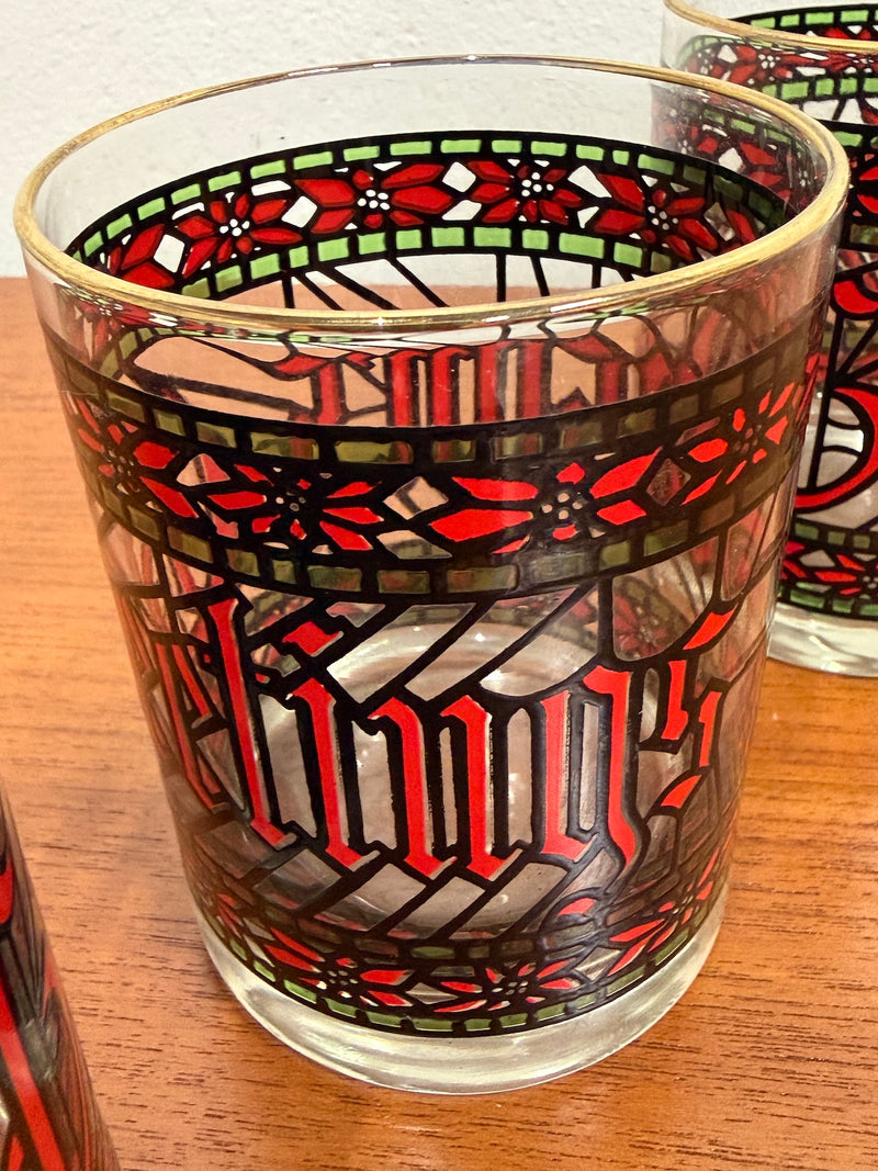 Vintage Seasons Greetings Cocktail Glasses (Set of 4)