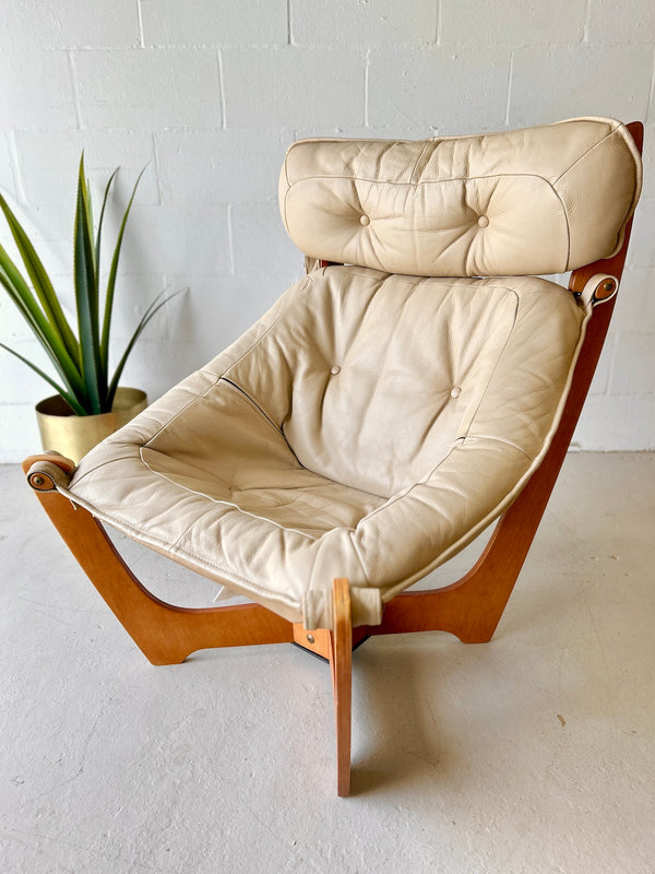 Vintage 'Luna' Leather Sling Lounge Chair
