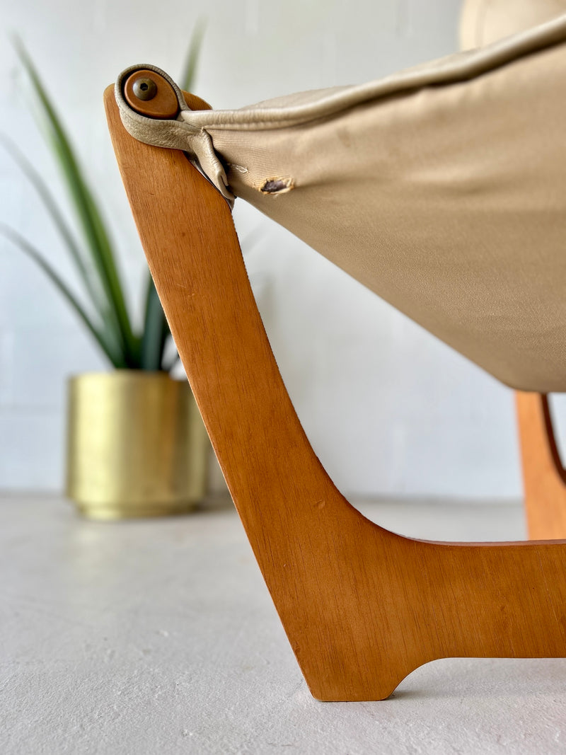 Vintage 'Luna' Leather Sling Lounge Chair