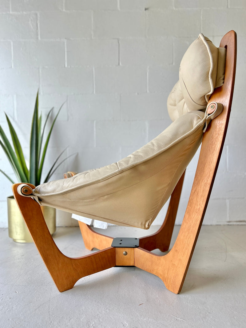 Vintage 'Luna' Leather Sling Lounge Chair