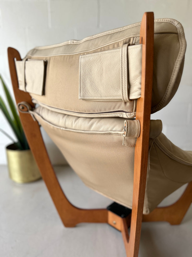 Vintage 'Luna' Leather Sling Lounge Chair