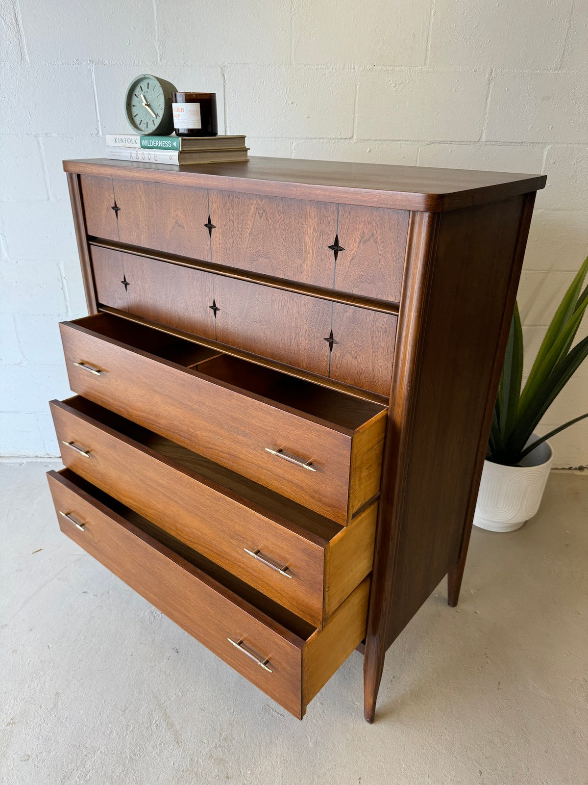 Mid century Broyhill 'Saga' highboy chest Warehaus Orlando Mid century Broyhill 'Saga' highboy chest Warehaus Orlando