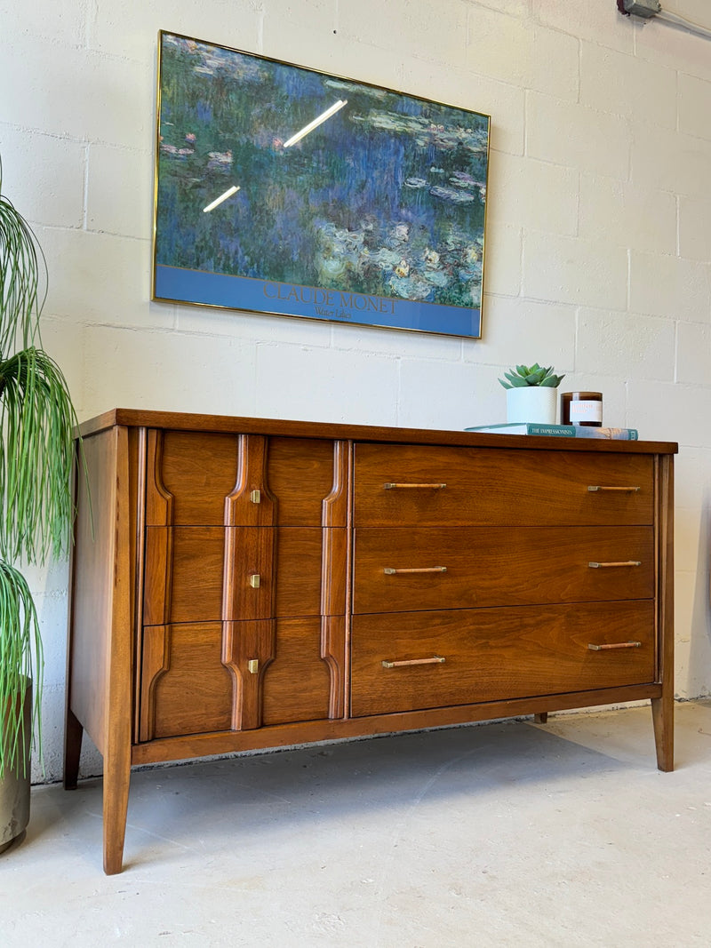 Mid Century Walnut Lowboy Dresser/Credenza