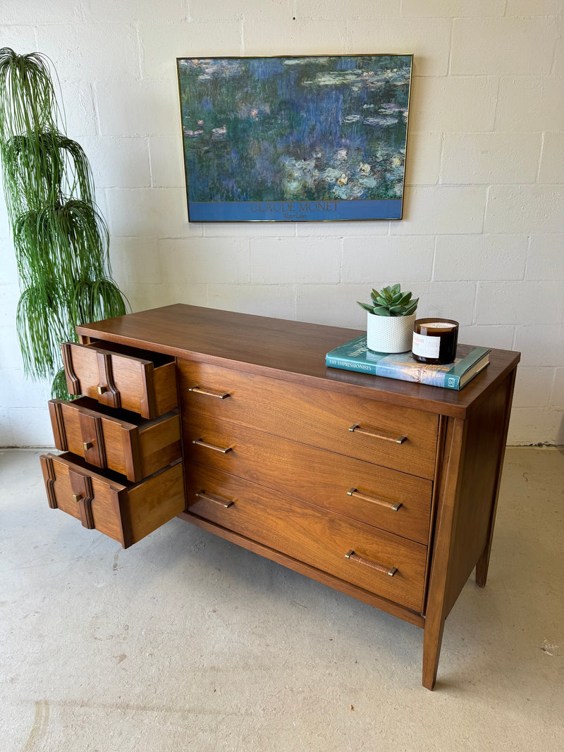 Mid Century Walnut Lowboy Dresser/Credenza