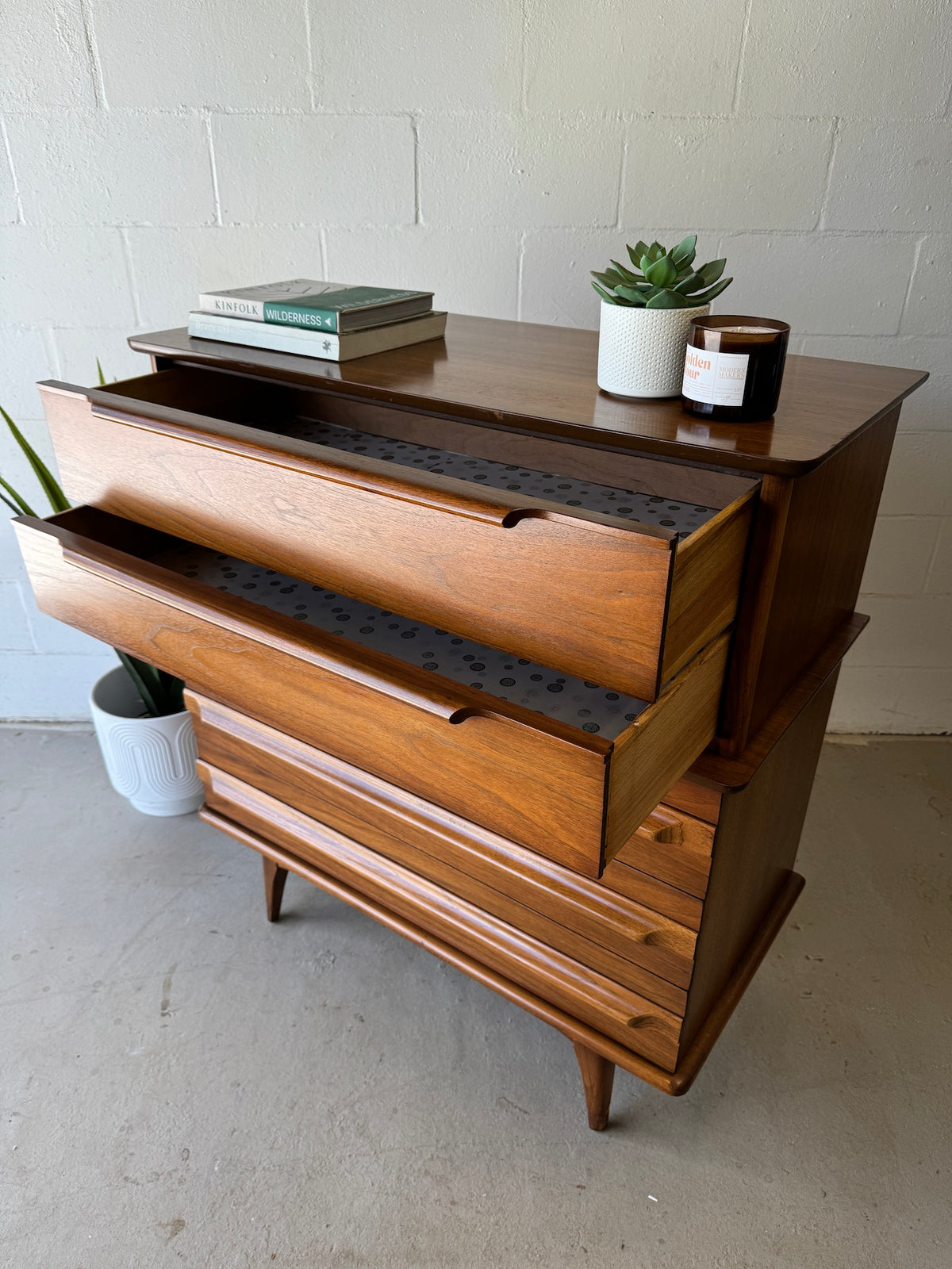 mid century modern highboy dresser Mid Century Highboy Dresser by United – Warehaus Orlando