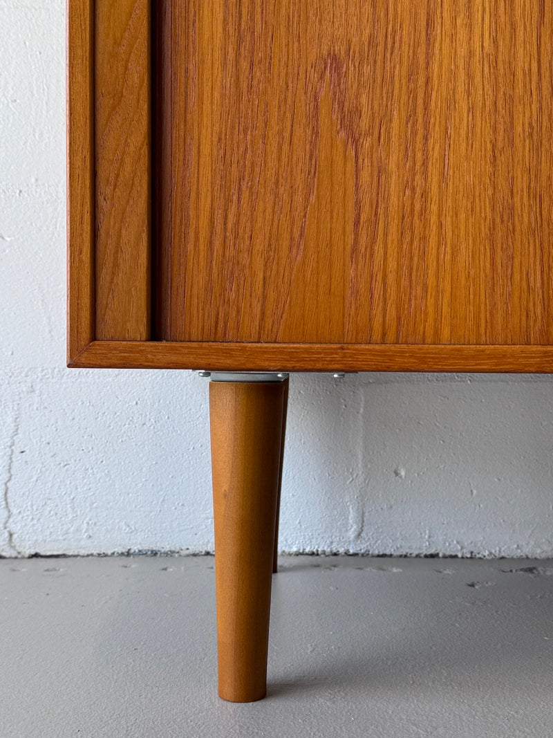 Danish modern teak tambour door cabinet