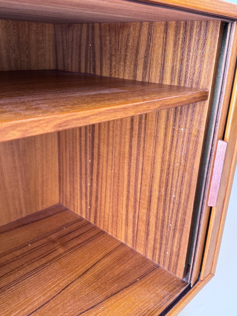 Danish modern teak tambour door cabinet