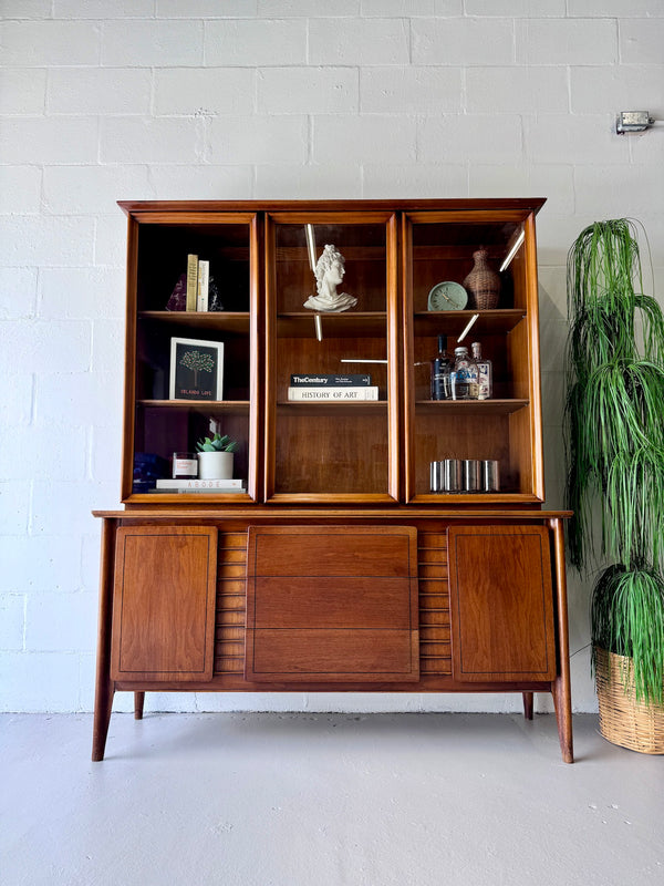 Mid century walnut display hutch