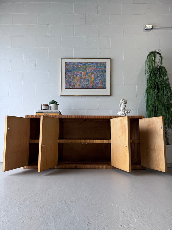 Vintage split reed rattan credenza