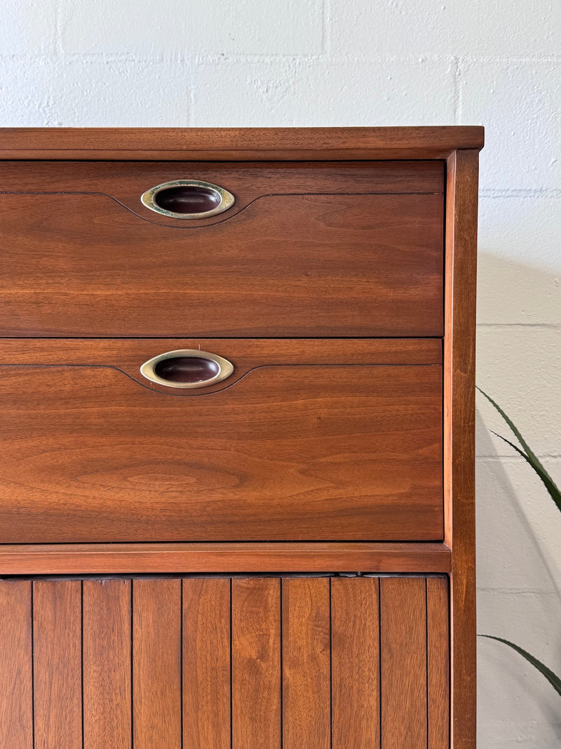 Mid century Hooker 'Mainline' walnut highboy dresser