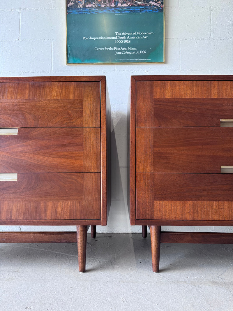 Mid-century walnut whest of drawers by American of Martinsville (a pair)