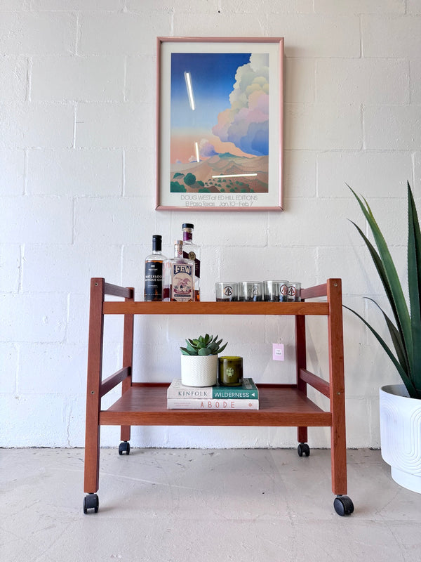 Danish modern teak bar cart