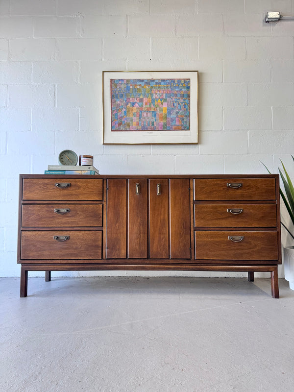 Mid century walnut triple dresser/credenza by Broyhill