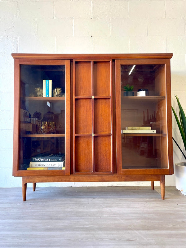 Mid Century Walnut Display Hutch