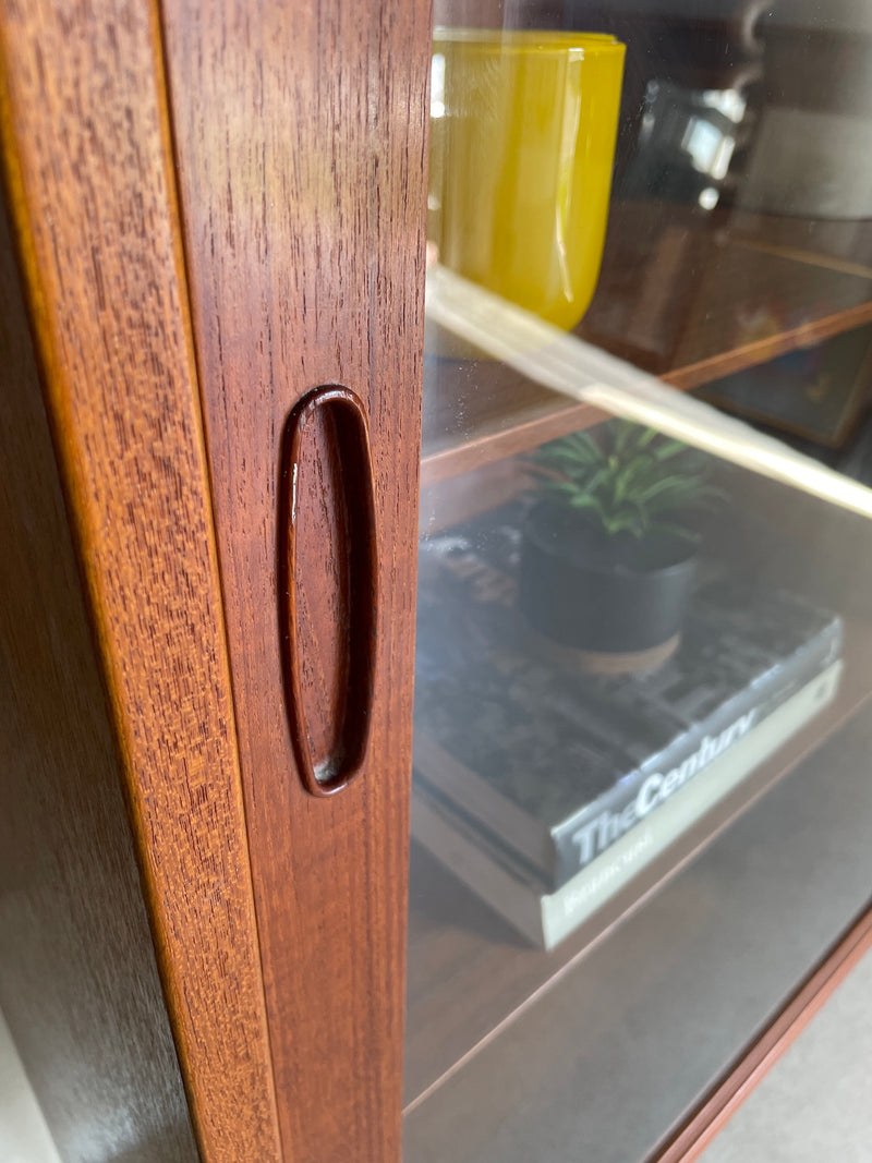 Danish Modern Teak Glass Door Display Hutch