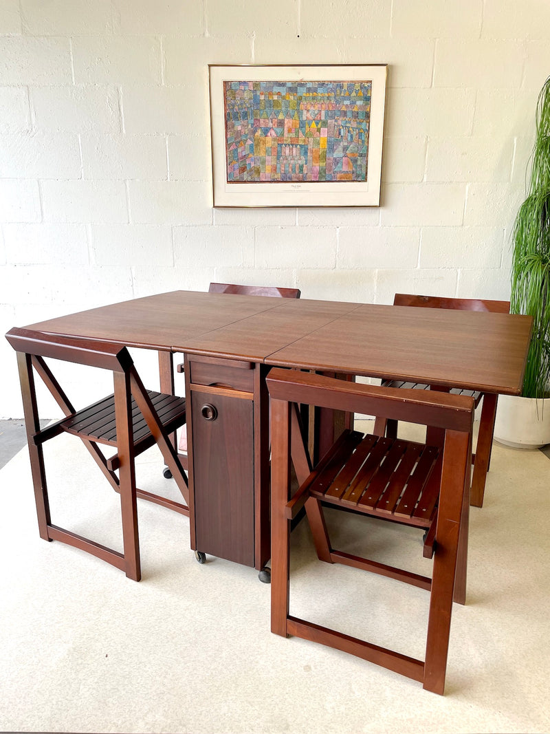 Mid Century Drop Leaf Storage Table and Chairs