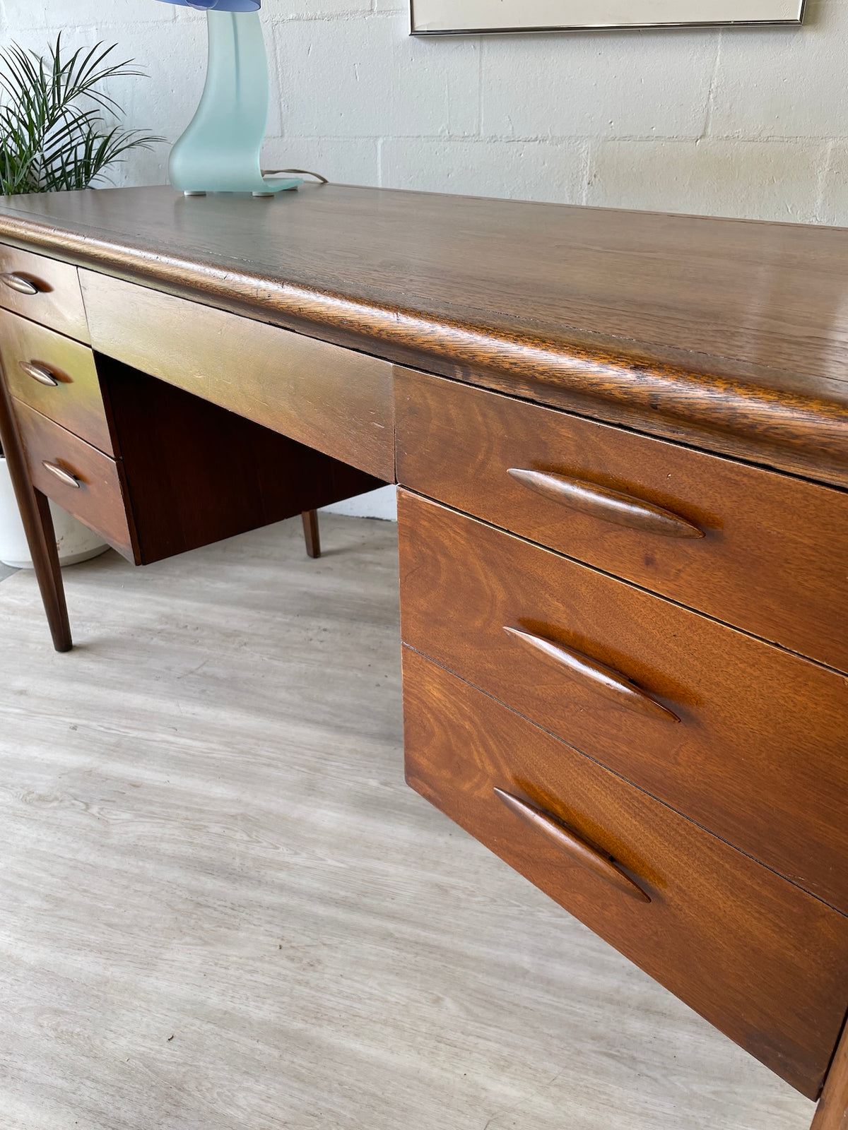 1960 s Broyhill Emphasis Walnut Executive Desk Warehaus Orlando
