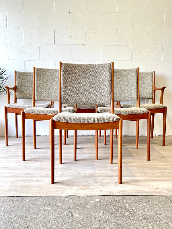 Danish Modern Solid Teak Dining Chairs (Set of 6)