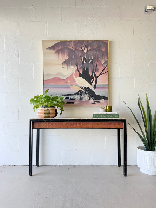 Vintage Travertine Top Console Table