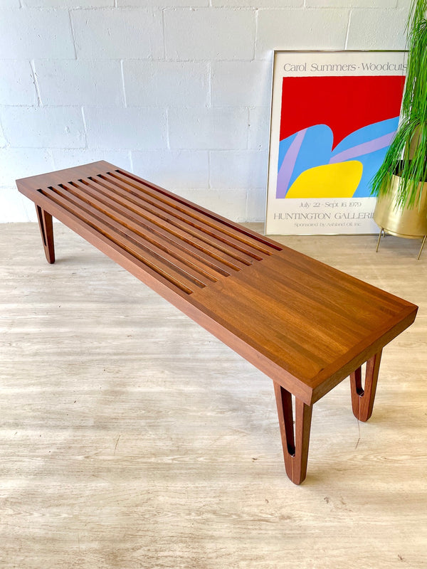 Solid Walnut Slat Bench/Coffee Table