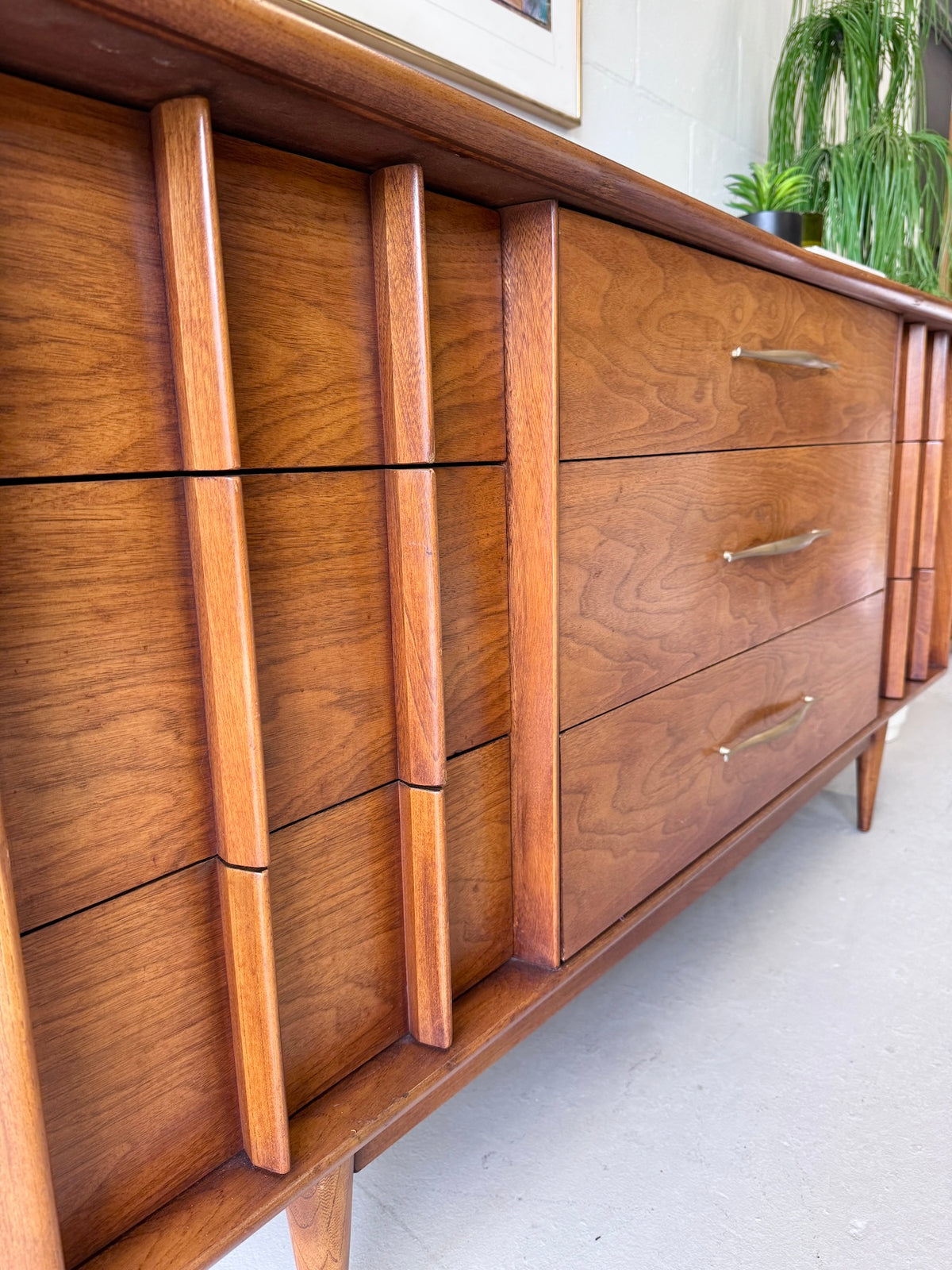 Mid Century Walnut Triple Dresser/Credenza by Kent Coffey