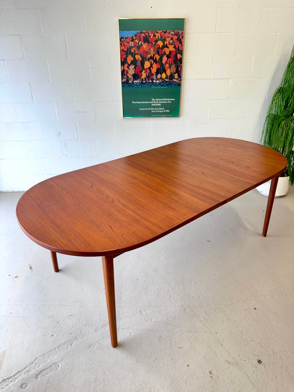 Mid Century Teak Oval Extension Dining Table by Nils Jonnson