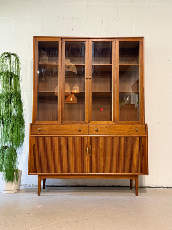 Mid Century Drexel 'Declaration' Walnut Tambour Door China Hutch