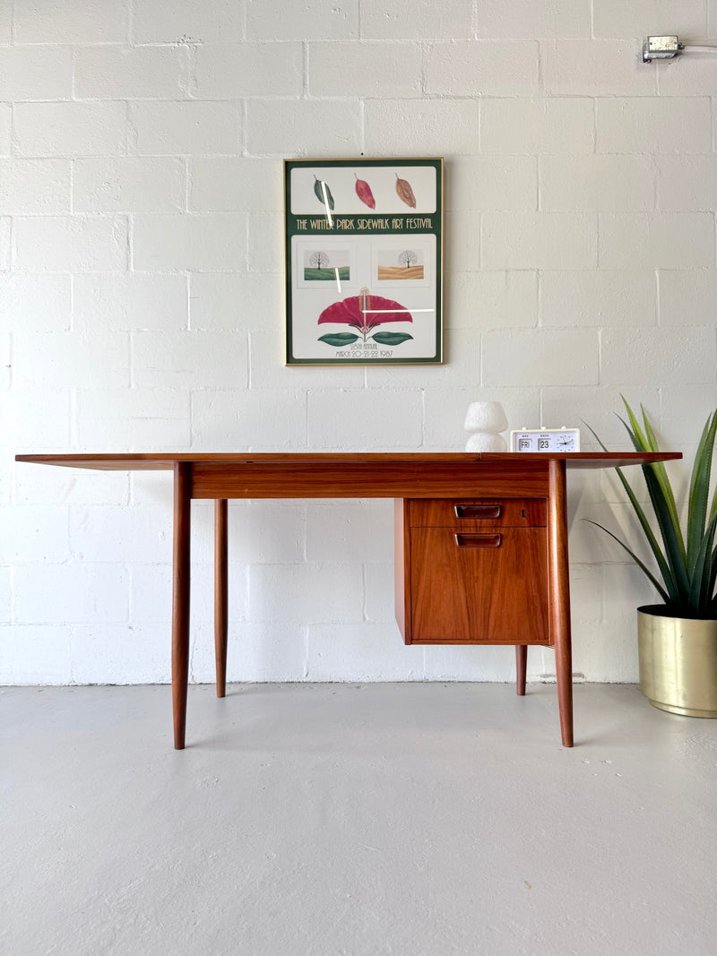Danish Modern Teak Drop Leaf Desk by Gunnar Nielsen