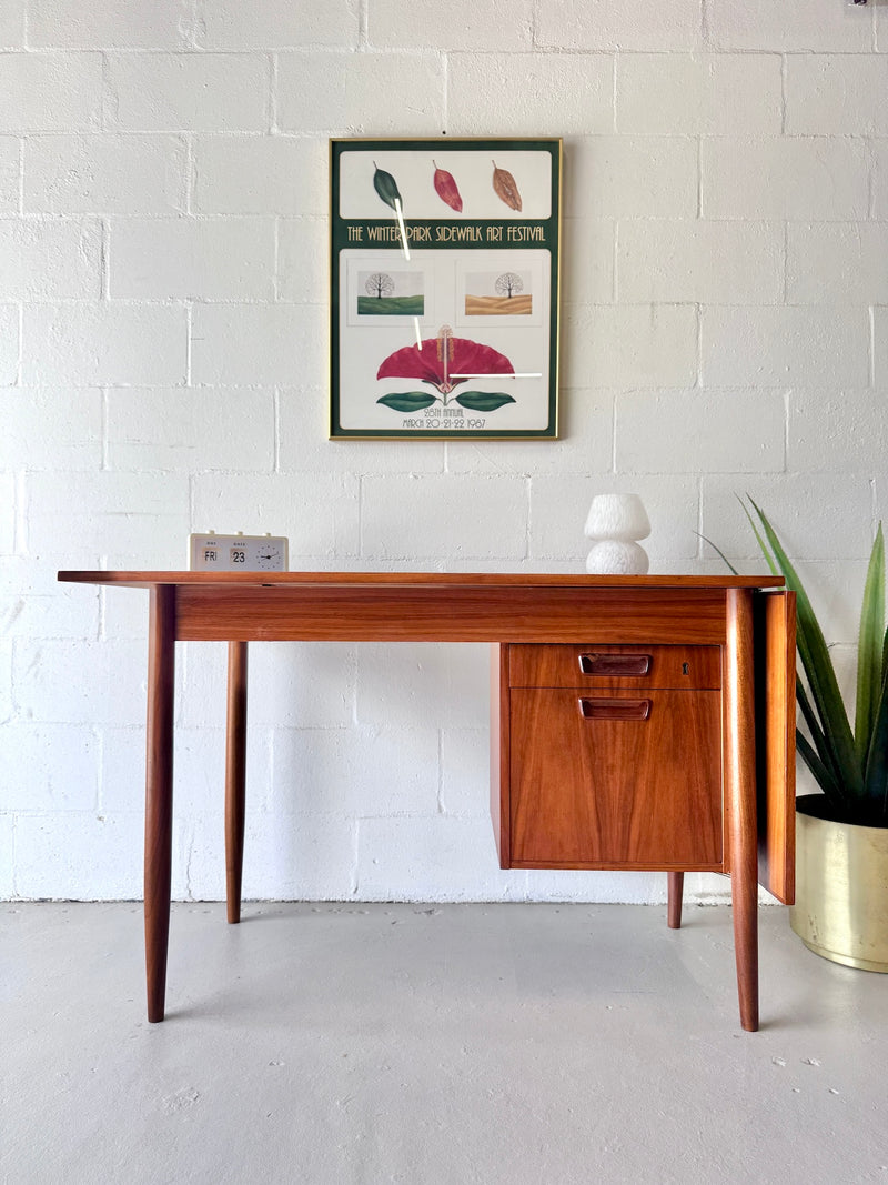 Danish Modern Teak Drop Leaf Desk by Gunnar Nielsen