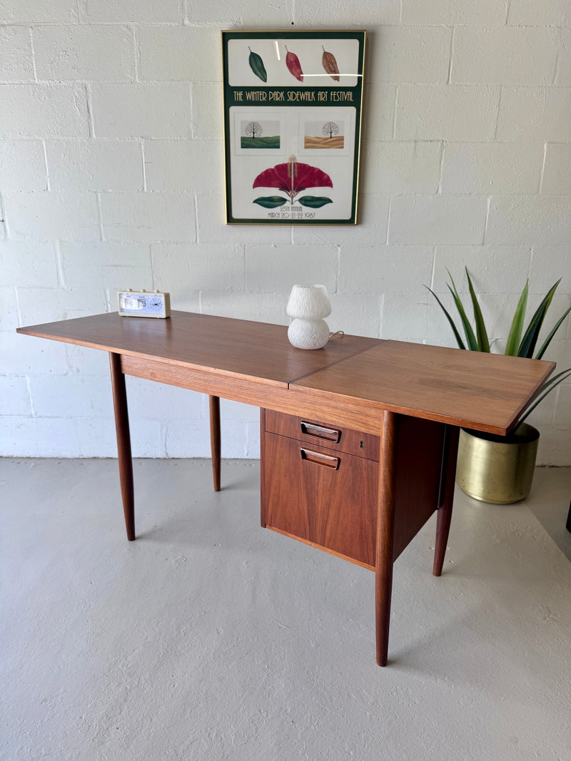 Danish Modern Teak Drop Leaf Desk by Gunnar Nielsen