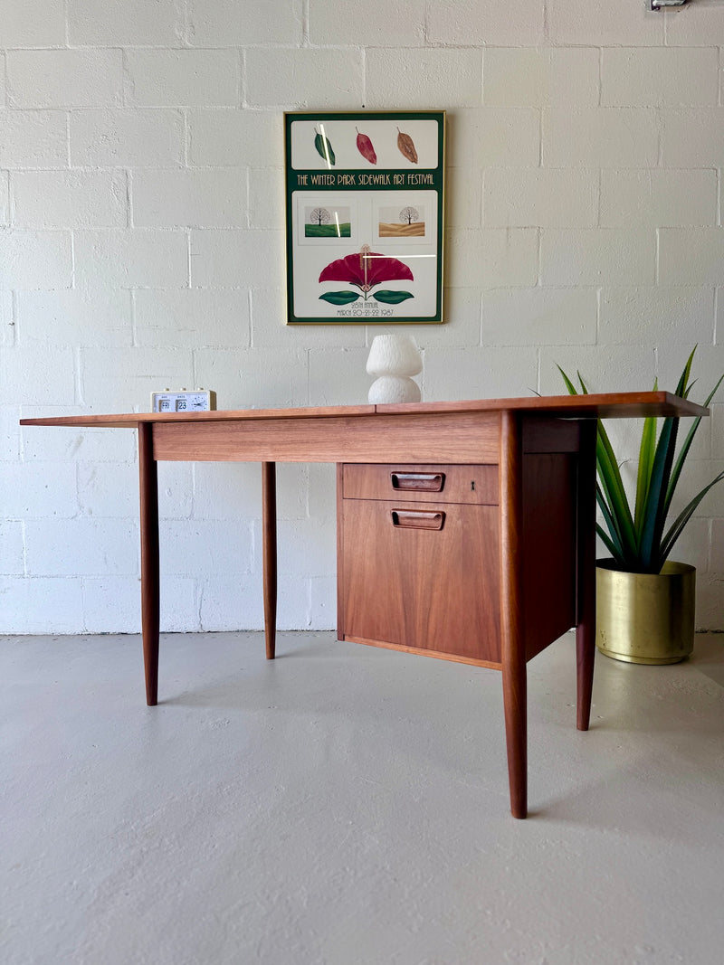 Danish Modern Teak Drop Leaf Desk by Gunnar Nielsen