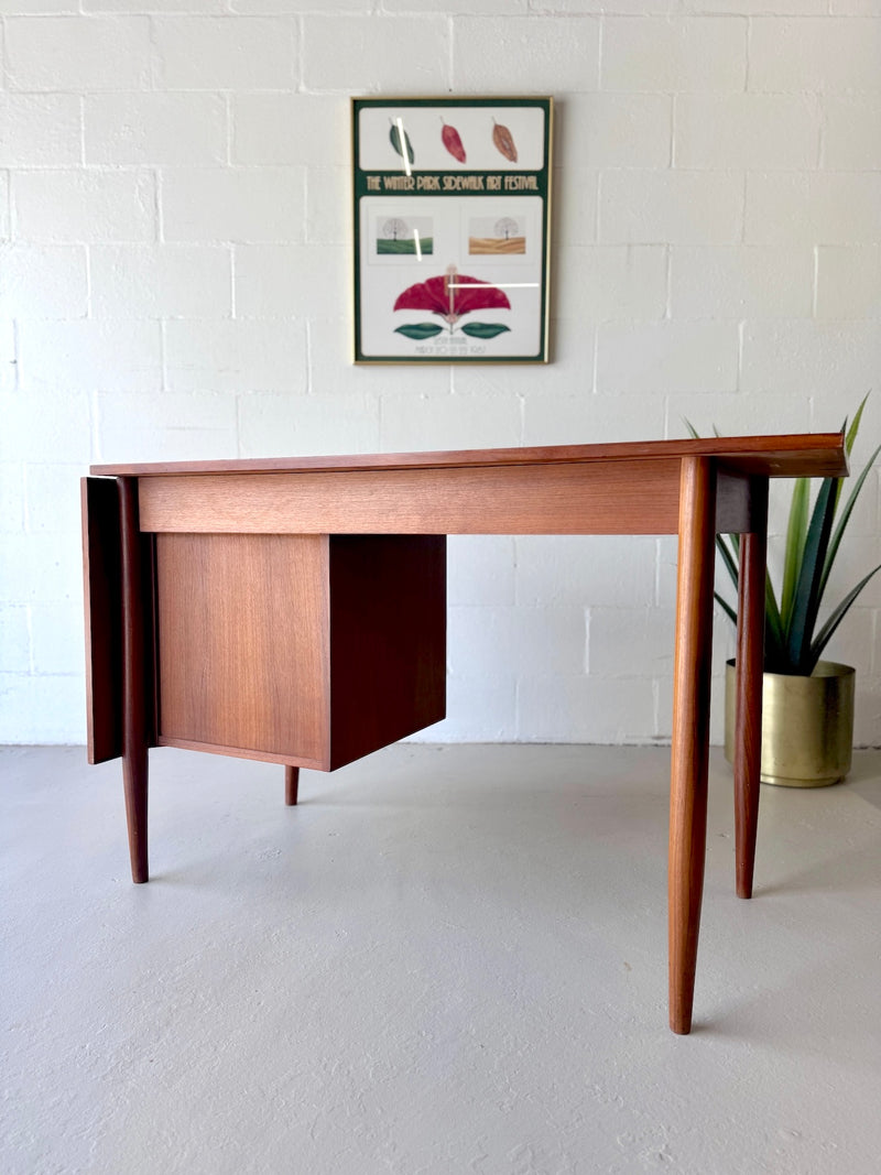Danish Modern Teak Drop Leaf Desk by Gunnar Nielsen
