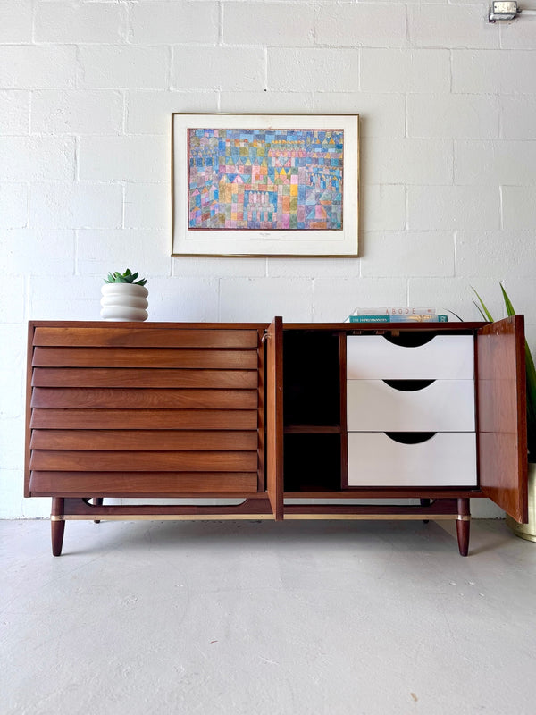 American of Martinsville 'Dania' Walnut Credenza