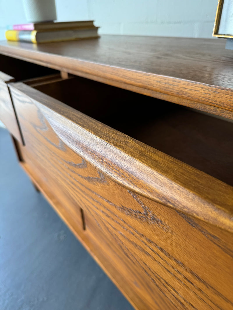 Mid Century Solid Oak Double Dresser