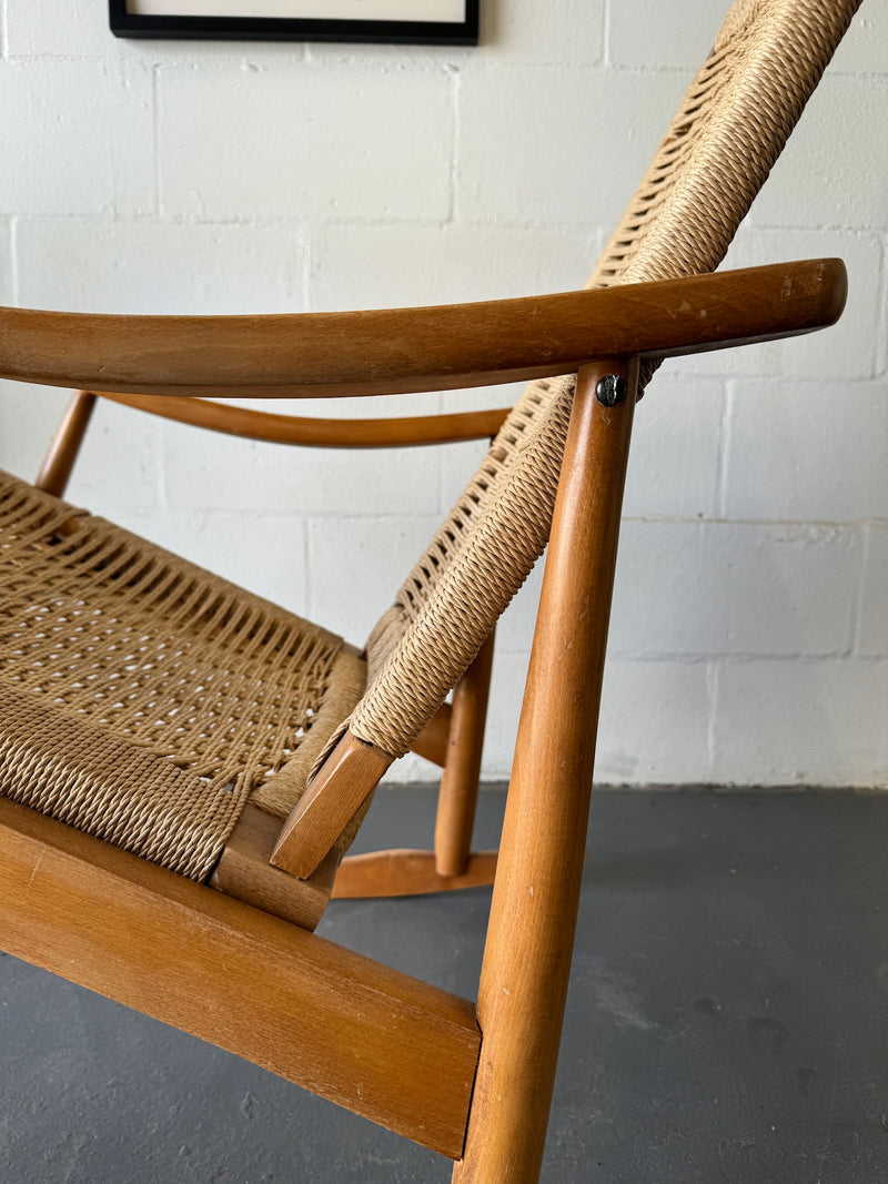 Vintage Wood and Rope Rocking Chair