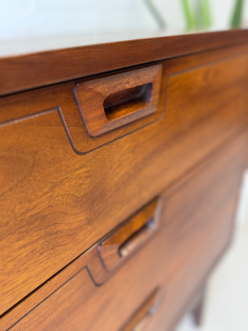 Mid Century Walnut Lowboy Dresser by United