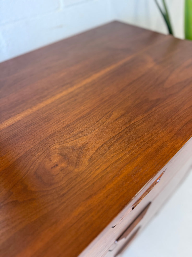 Mid Century Walnut Lowboy Dresser by United