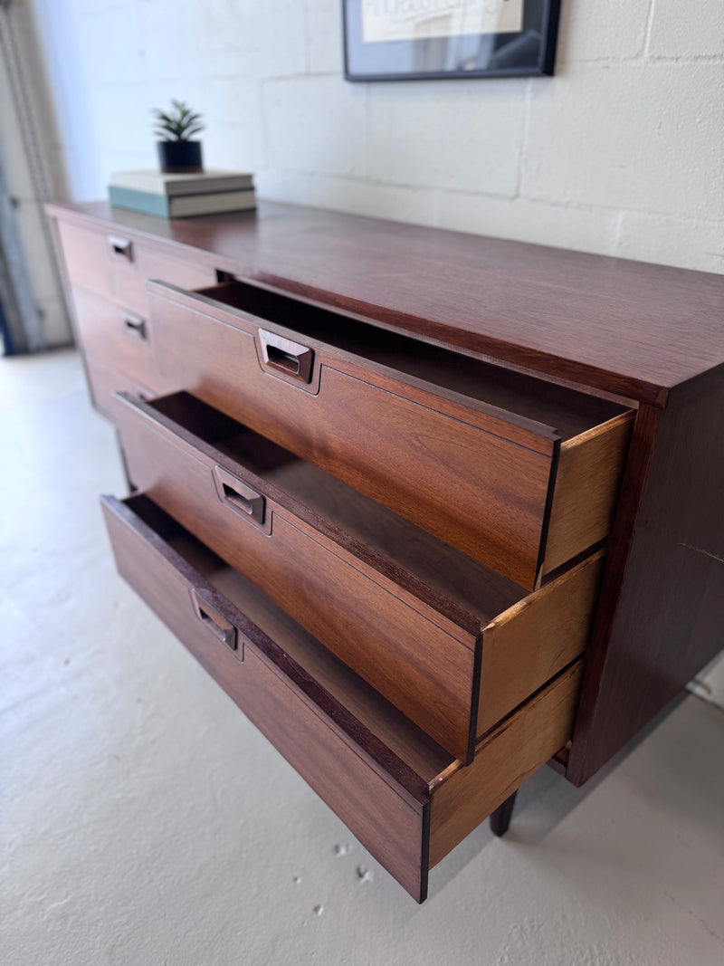 Mid Century Walnut Lowboy Dresser by United