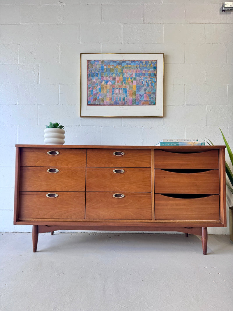 Mid-Century Walnut Triple Dresser by Hooker