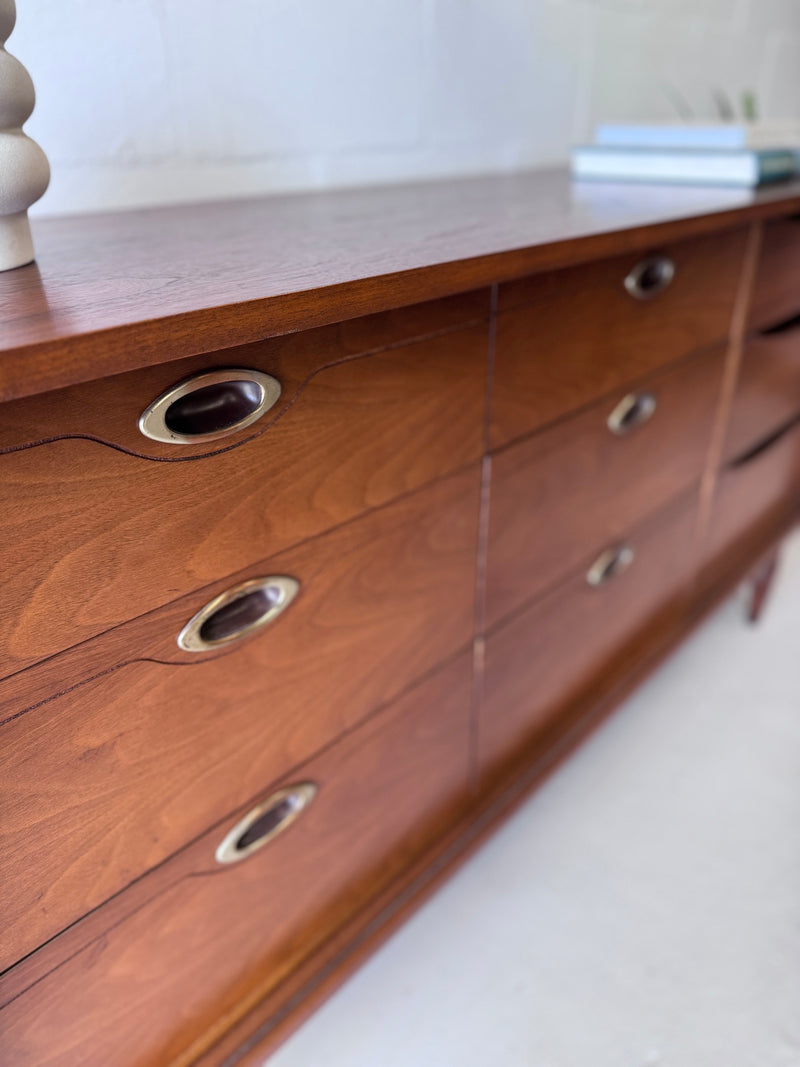 Mid-Century Walnut Triple Dresser by Hooker